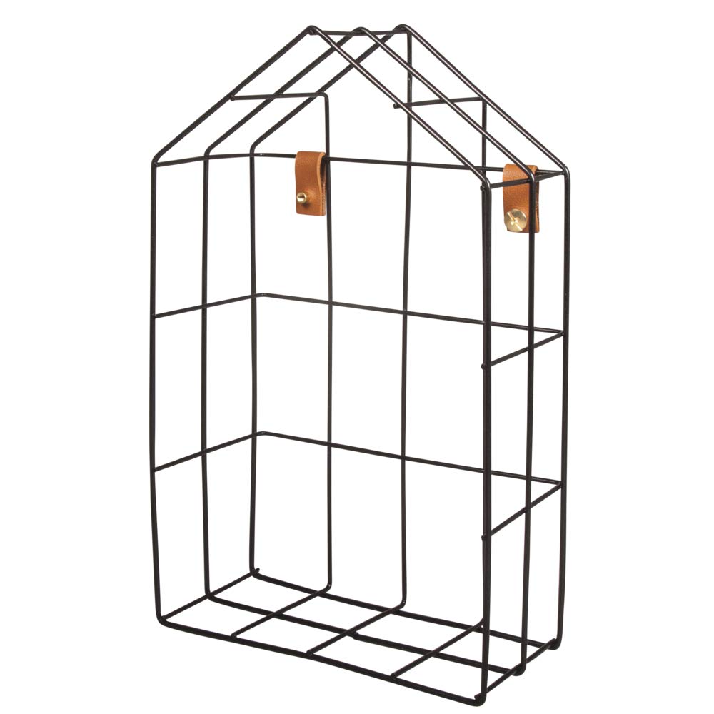 Rayher Estantería con forma de casa, metal, negro, 16x7x25 cm, balda de pared, 25186576