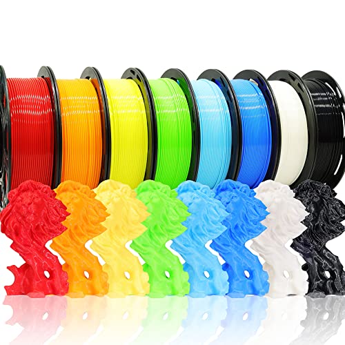 Image of 1.75mm 8 Spools Popular Colors 3D Printer PLA Filament Bundle Pack: Black White Red Blue Yellow Orange Limegreen SkyBlue, Each Spool 250g, Widely Compatible, Total 2Kg 3D Printing Filament