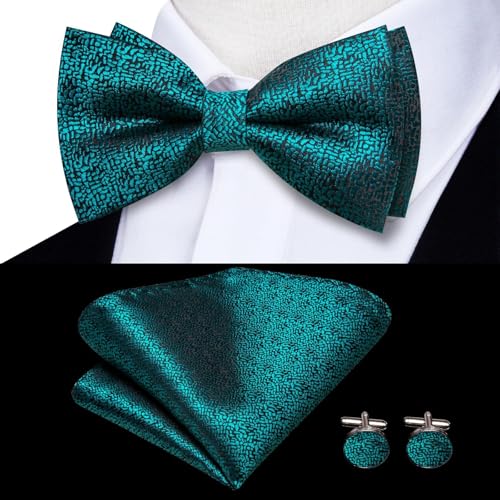 Image of Hi-Tie Men Suspender Bowtie Set Suspenders Pre-tied Bow Tie Pocket Square Cufflinks Adjustable Y Shape 6 Clips Braces Tuxedo