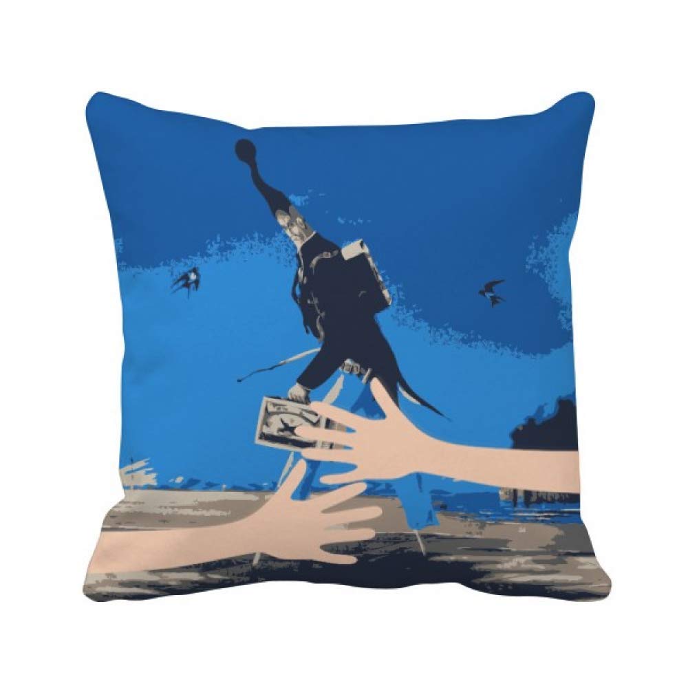 Housse coussin caricature grotesque fond bleu de qualite supérieure