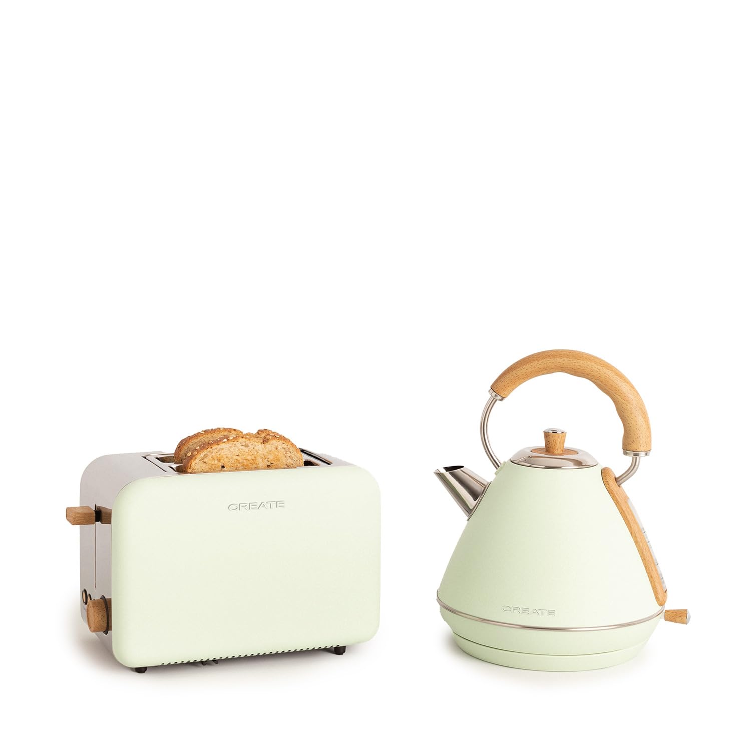CREATE/PACK TOAST RETRO + KETTLE RETRO/Tostapane e bollitore acqua verde/3 programmate di tostatura, 1,7 l