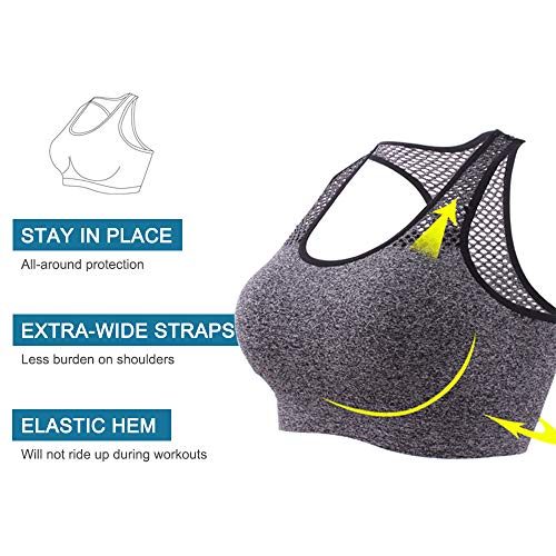 Tomshin Sutiã esportivo feminino Racerback sem fio acolchoado para ioga, sutiã de ginástica para gin