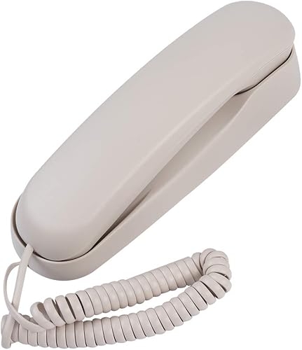 Teléfono fijo con cable para montaje en pared con cuatro alfombrillas antideslizantes, teléfono fijo de tamaño mini, sin identificación de llamadas,