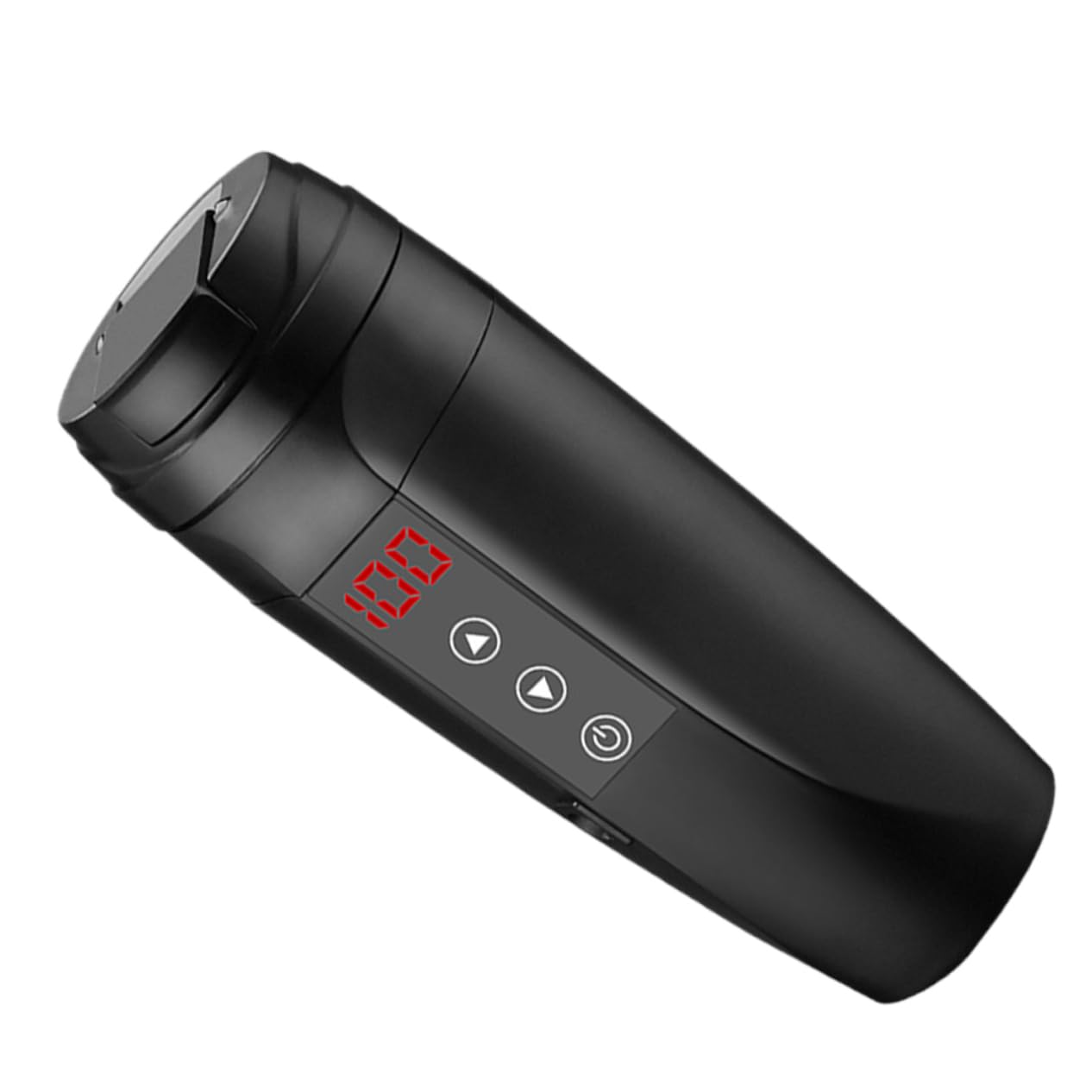 Cabilock Taza Calefactora Eléctrica para Coche 90w Pantalla de Temperatura Acero Inoxidable Negro Compatible 12v-24v para Viaje y Camping Portátil