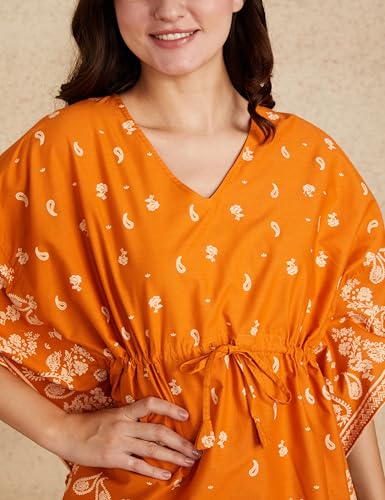 Image of Amazon Brand - Myx Women's Cotton Kaftan Top and Pajama Night Suit Set (Available in Plus Sizes)