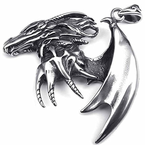 Pendentif dragon rétro acier inoxydable avec chaîne 18-26 pouces