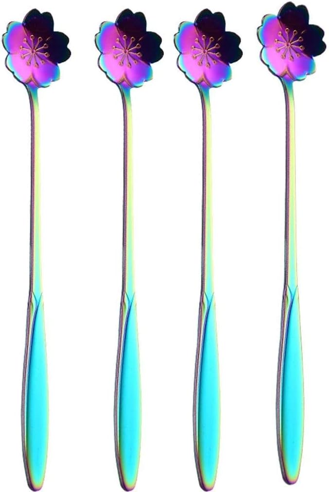 Teaspoon Spoon Soup Stainless Steel Long Handle Spoon, Creative Cherry Spoon, for Kitchen Restaurant Dessert Spoon Coffee Stirring Spoon Coffee Spoon Dessert Spoon Spoon(A)