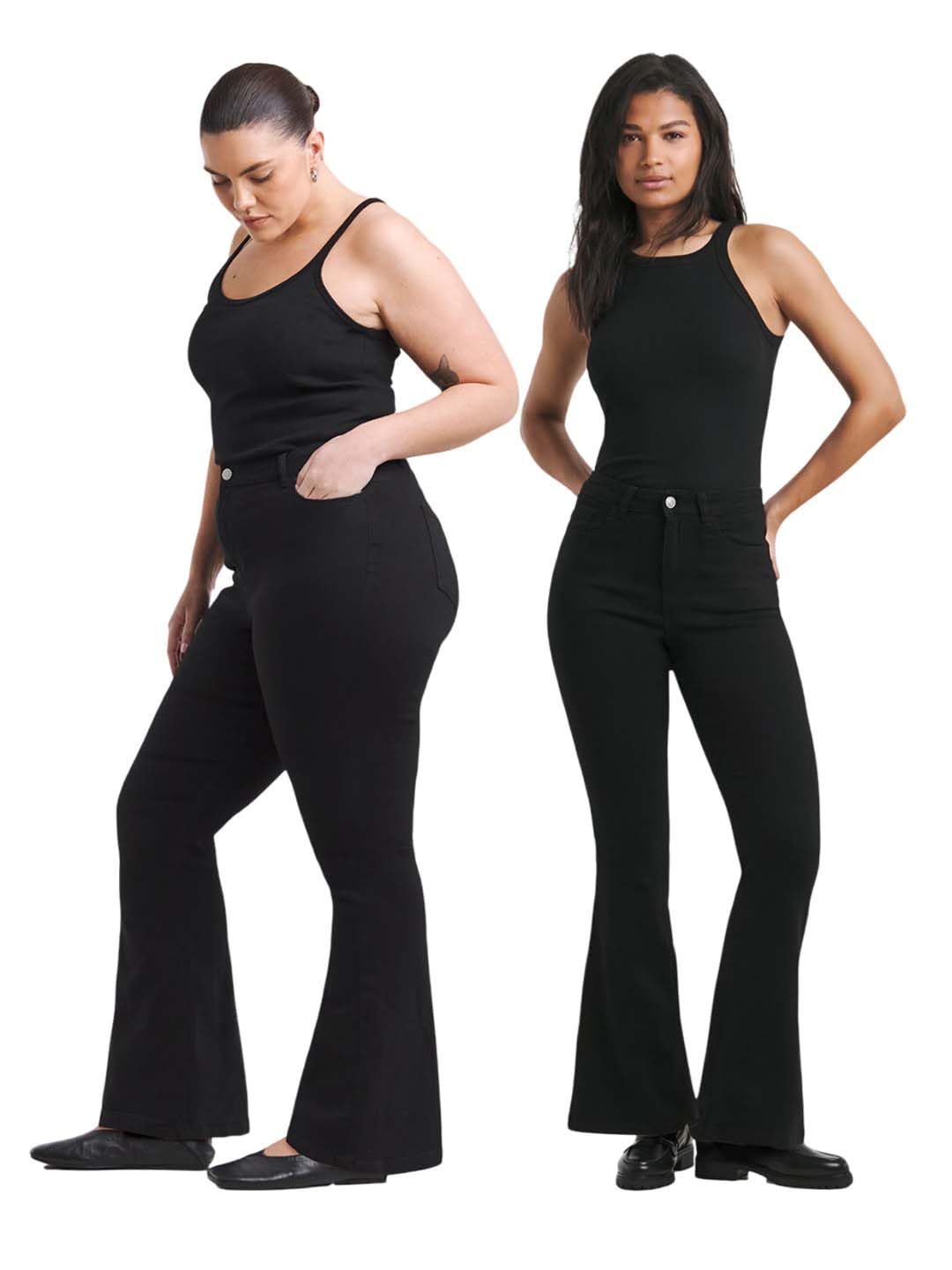 KOTTY Vaqueros de mezclilla de cintura alta para mujer, corte acampanado, ajustados, para mujer, modernos, informales, disponibles en talla regular y grande