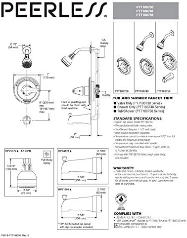 Peerless Single-Function Shower Handle Valve Trim Kit, Oil-Rubbed Bronze PTT188730-OB (Valve Not Included)