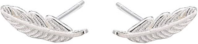 FarryDream Genuine 925 Sterling Silver Tiny Feather Studs Earrings for Women Teen Girls Christmas Gifts