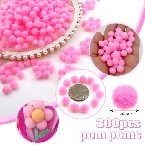 TOAOB 300pcs Pink Pom Poms 10mm Fluffy Felt Balls Fuzzy Pompoms for Crafting DIY Crafts Decorations - Image 2