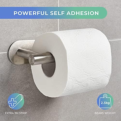 Steeloit Toilet Roll Holder Wall Mounted Self Adhesive - Stainless Steel Toilet Paper Holder for Bathroom - Waterproof, Rust Resistant - No Glue or Drill Needed