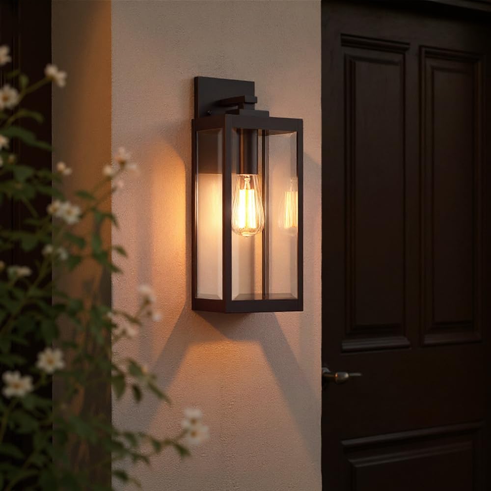Urban Ambiance Luxury Modern Farmhouse Wall Sconce, Medium Size: 17.00" H x 6.00" W, with Industrial Style Elements, Natural Black Finish, UQL1331, Quincy Collection