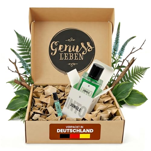 Genussleben Duft Box Eau de Parfum INTO Jungle Man 50ml Herren Parfüm mit Duftprobe Geschenkbox für Männer Frischer maskuliner Duft