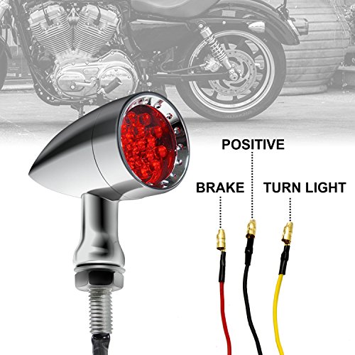 Senkauto Motorcycle Bullet 20 LED turn Signal Light Blinker (Red Light, Chrome) - Thumbnail 3