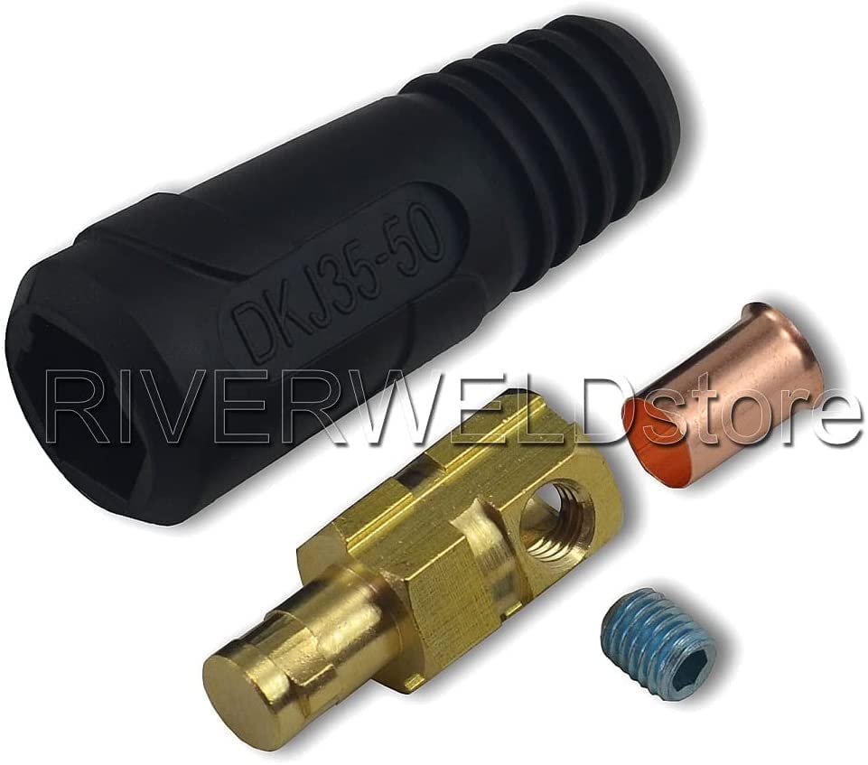 RIVERWELD TIG Cable de soldadura Panel Conector Enchufe y enchufe NEGRO DKJ35-50 y DKZ35-50 Dinse Dinze Ajuste rápido 315Amp 4 Uds