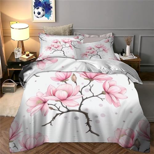 Housse de couette magnolia rose imprimé 3D zippée et douce - 6