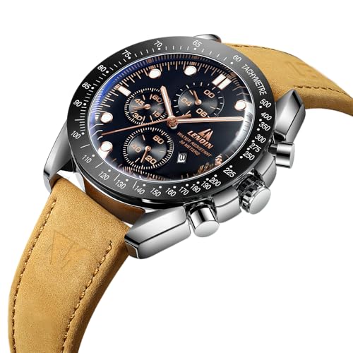 LN LENQIN Mens Watches Analog Quartz Watches for Men 30M Waterproof Men's Wrist Watch Fashion Business Watch with Date Leather Band No Chronograph - Image 2