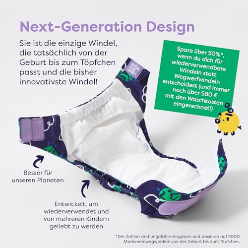 Bambino Mio, Revolutionäre Wiederverwendbare Windel, Warmherziger Marienkäfer - Nachhaltig, Öko-Tex, Waschbar, Baby und Kleinkind