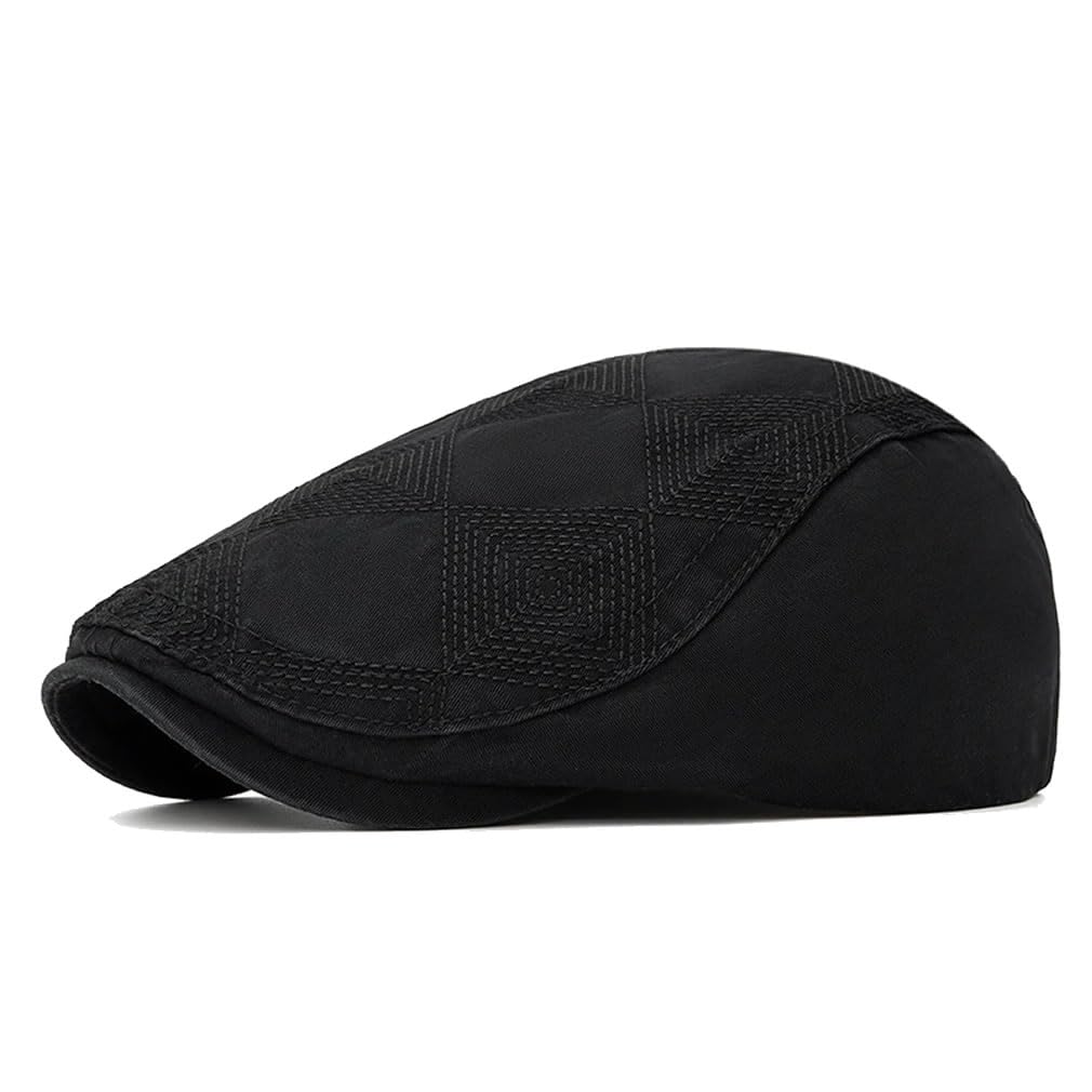 Quanhaigou Men's Cotton Flat Ivy Gatsby Newsboy Driving Hat Adjustable Irish Cabbie Ivy Driving Hunting Cap