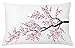 ABAKUHAUS Japonés Funda para Almohada, Rama de Árbol Sakura Florecido Pimpollos Flor de Cerezo Arte Tema Primavera, Estampa Digital en Ambos Lados con Cremallera, 65 x 40 cm, Marrón Oscuro
