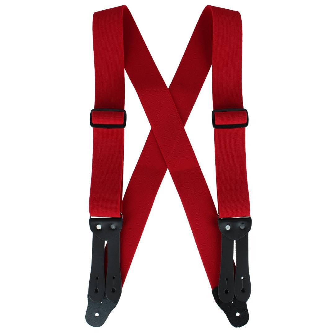 Welch Men's Big & Tall 2 Inch Super Tuff Stuff X-Back Button On Work Brace, Red