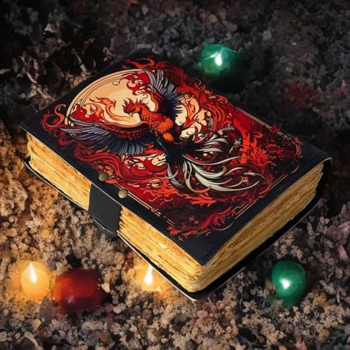 ANSAR HANDICRAFTS The Phoenix Grimoire โ Handmade Leather Journal, Blank Spell Book of Shadows, Vintage Junk Journal, Gothic Sketchbook & Notebook with 200 Deckle Edge Pages โ Gifts for Him & Her by ANSAR HANDICRAFTS - Used condition - Image 6