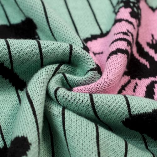 OXKNIT Camisa Polo de Algodón para Hombre Manga Corta Estilo Retro con Estampado Floral Rosa y Rayas Verdes con Cuello y Botones miniatura 2