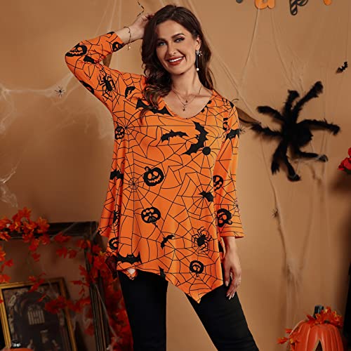 LARACE Plus Size Tops for Women Tunic Asymmetrical Dress Shirts 3/4 Sleeve V Neck Flowy Ladies Clothes for Leggings4