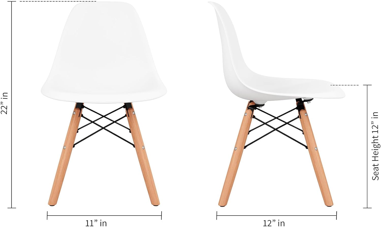 23" Pyramid Kids Table & Set of 4 Plastic Chairs in White