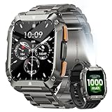 Military Smart Watches for Men, 1.95'' Smart Watch with 100 Days Battery/Flashlight, Fitness Tracker Watch with Heart Rate/Sleep Monitor/100+ Sports Mode,5 ATM Rugged Smartwatch for Android and iPhone