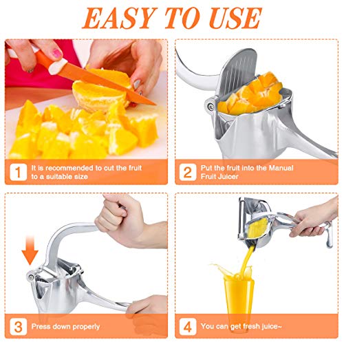CHARMINER Stainless Steel Manual Fruit Juicer, Alloy Lemon Squeezer, Stainless Steel Lemon Orange Juicer Hand Press Detachable Extractor Tool for Oranges Lemons for Home