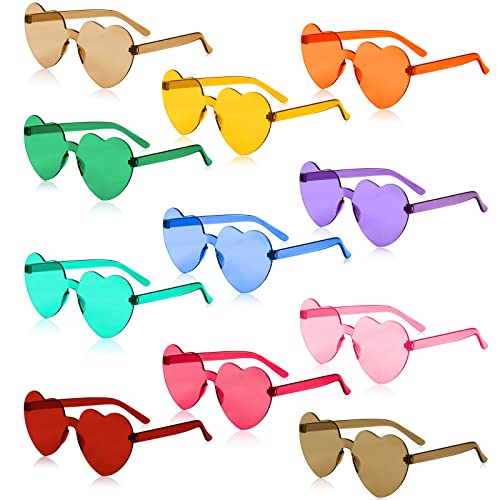 selizo 11 Paar Herzbrille, Partybrille Hippie Brille, Herz Sonnenbrille Lustige Brillen für Halloween Fasching Geburtstagsfeier,Party Brille für Erwachsene, Jungen und Mädchen