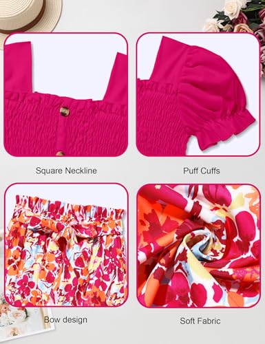 Image of Girls Clothes Solid Color Square Collar Stretch Top and Wide Leg Pants Clothes for Teen Girls 6-14Y