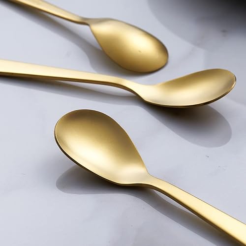 Miniatura 4 de FULLYWARE Cucharas de café Demitasse de color dorado mate cucharas de café con acabado satinado de acero inoxidable mini cucharaditas cucharas de