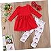 Toyvian 1set Fashion Girls Santa Claus Costume Pants and Cartoon Print for Christmas Parties School Events and Festive Celebrations