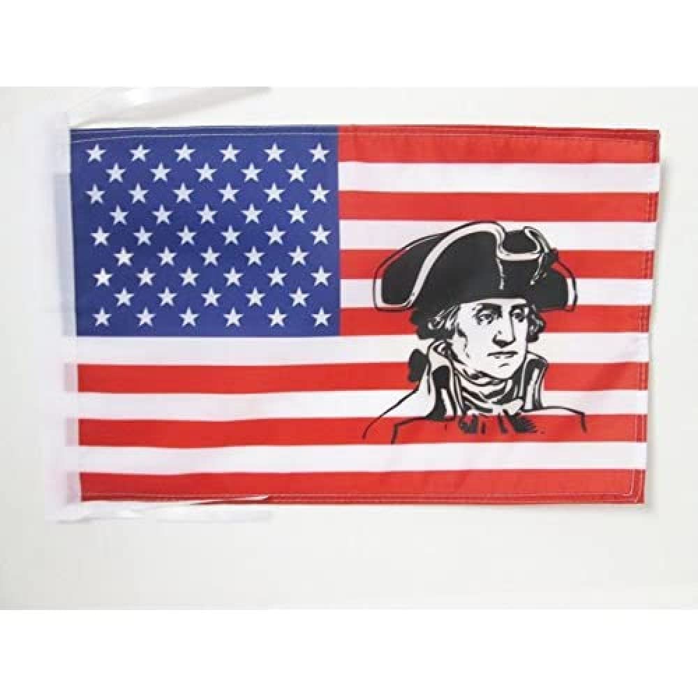 AZ FLAG - United States with George Washington Flag - 18'' x 12'' - 100% Polyester USA historic Small Banner with Two Cords - Fade Resistant - Vivid Colors - 18x12 in - 45x30 Cm โ image 1