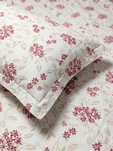 Image of Mafatlal 186 TC Grace Cotton Bedsheet for Single Bed | 90 x 60 Inch | Soft, Breathable & Durable Pure Cotton Fabric | Includes Pillow Cover | Rose Pink