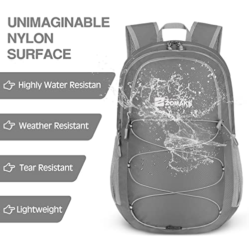 Image of ZOMAKE Ultra Lightweight Hiking Backpack 28L, Packable Small Backpacks Water Resistant Daypack for Women Men(Medium grey)