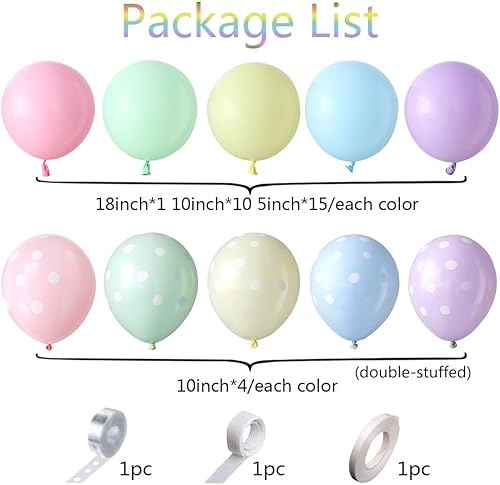 Miniatura 2 de Kit de arco de guirnalda de globos de Pascua de 157 piezas, colores macarrón pastel, globos de lunares pastel de feliz Pascua, conejo de Pascua,