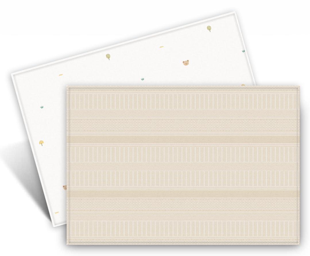 Parklon Ultra-Soft Cushioned Baby Play Mat (Sisal + Coco Bear, One-Piece, Reversible, Water Resistant, Medium)