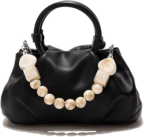 Ophlid Cloud - Bolso de mano para mujer, de piel suave, con cuentas, bolso pequeño cruzado