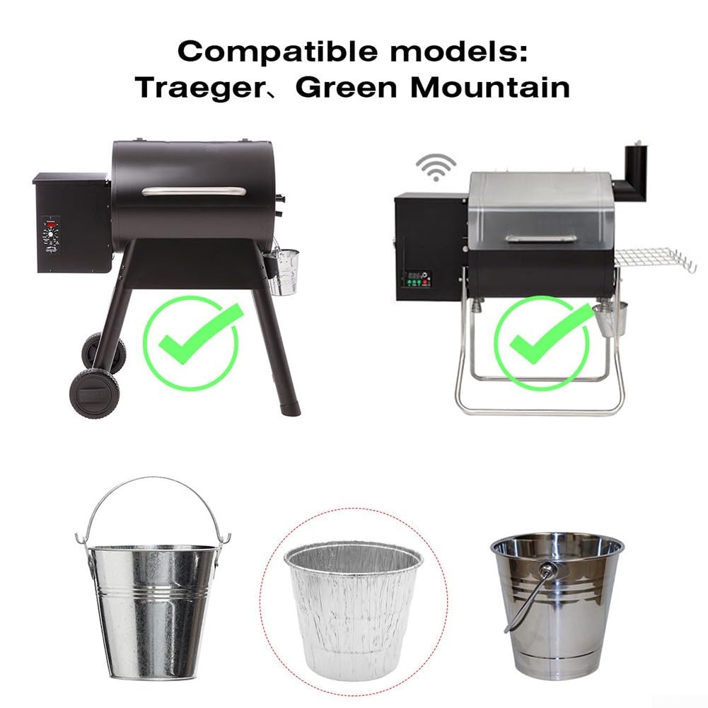 Forro de cubo de grasa, paquete de 25 forros de cubo de grasa, bandeja de goteo para parrilla Traeger Pro Series compatible con parrillas Green Mountain para barbacoa