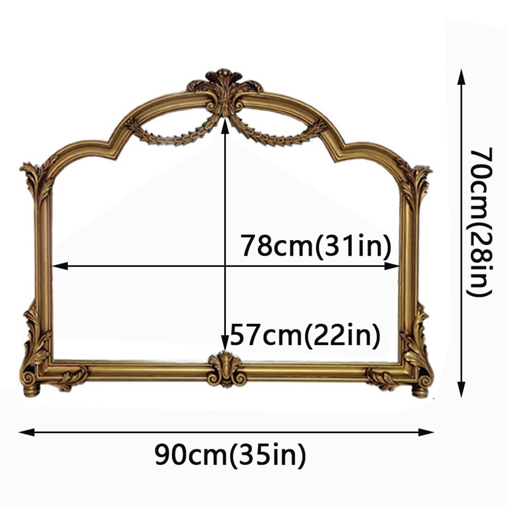 Genérico Espejo Vintage Barraco Dorado de Estilo Antiguo 90x70 cm