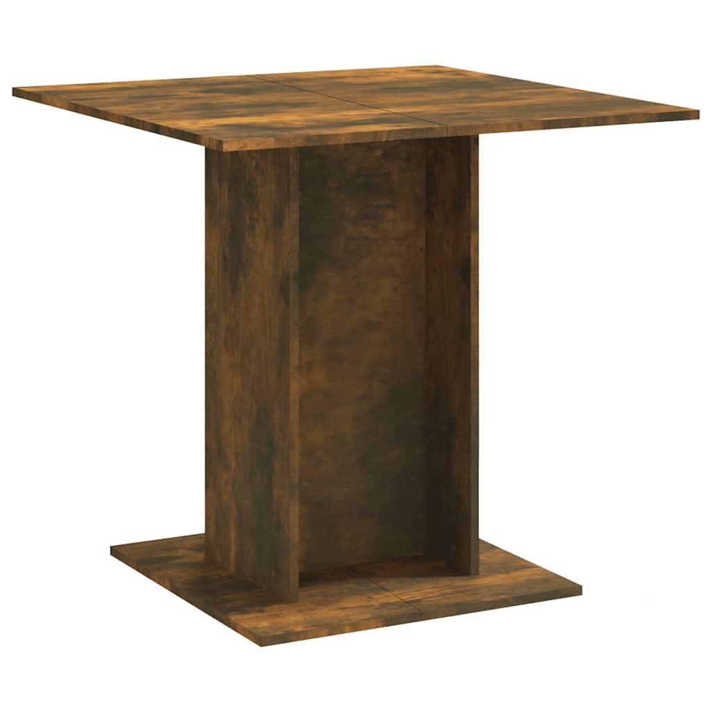 Tavolo da pranzo quadrato in rovere affumicato, 80 x 80 x 75 cm | Tavolo a colonna compatto per cucina e sala da pranzo con robusto piano del tavolo e ampia base in elegante effetto rovere