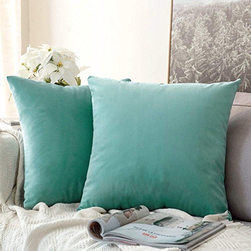 Image of Khooti Velvet Cushion Cover Pack of 1-40 inch x 40 inch / 102 x 102 cm - Teal Green - Soft Pillow Covers Cushion Case for Sofa Bedroom Livingroom Chair Car, Cushion Cover