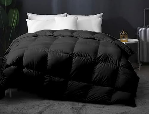 9.8 NEWTON Edredón alternativo de plumón súper suave de 116 x 98 pulgadas, caja negra, plisado, grueso relleno de edredón de 1000 hilos con funda de