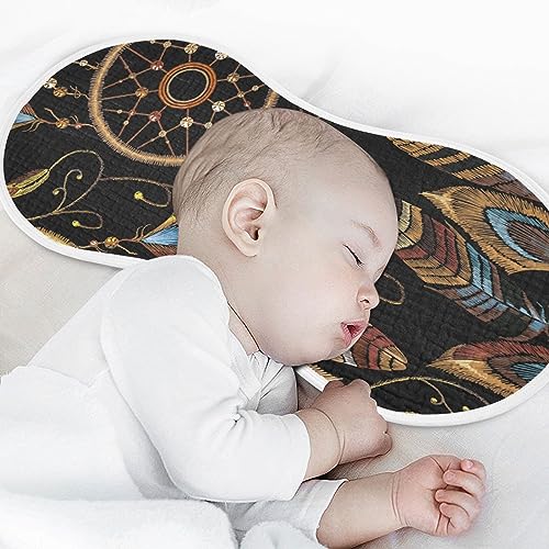 Native American Indian Dream Catcher Muslin Burp Cloths for Baby 4 Pack Soft 100% Cotton Baby Washcloths Bibs for Boy Girl4