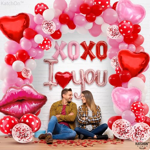 Image of Katchon, Huge Pride Balloon Arch Kit - 30 Inch, Pack Of 112 Including, Lip, I Love You, Xoxo Balloons For Pride Month Decorations