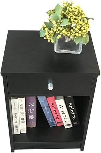 Miniatura 7 de Mesita de noche para dormitorio, moderna mesita de noche con cajón y armario de almacenamiento, muebles para el hogar, color negro